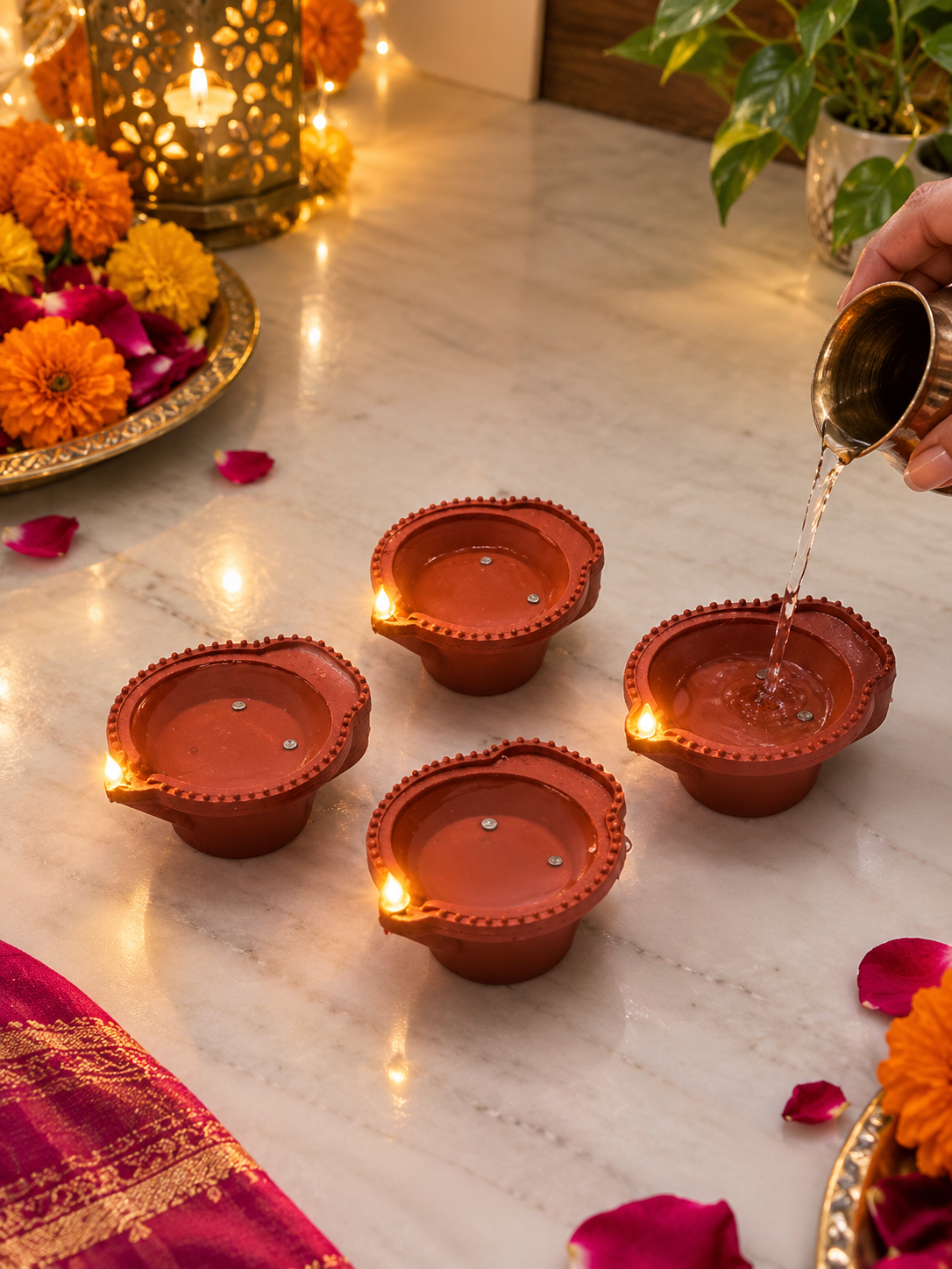 Eco-Friendly Water Sensor Floating LED Diyas (Pack of 24) | Flameless & Reusable Decorative Lights