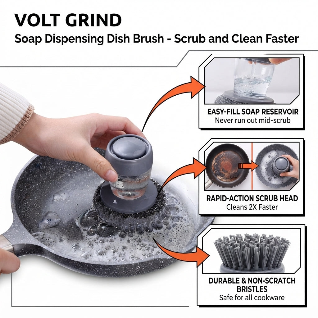Soap Dispensing Dish Brush - Scrub and Clean Faster