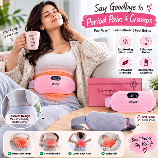Portable Heating Pad for Period Cramps & Lower Back Pain Relief - Electric Heating Massage Belt